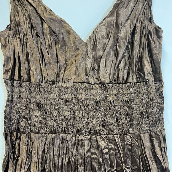 Express Brown Satin Pleated Handkerchief Hem Goddess Slip Dress … - Picture 5 of 9